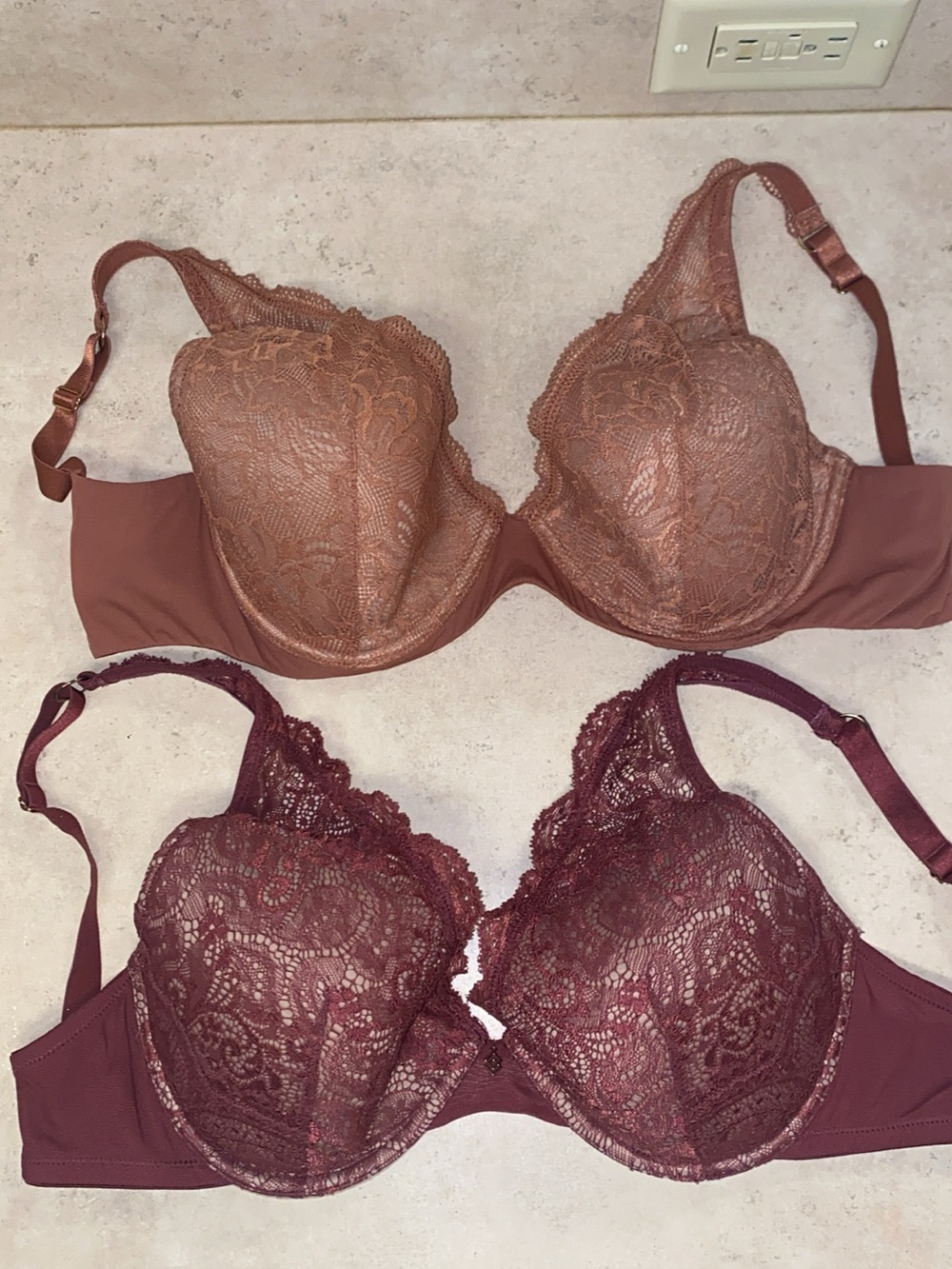 THIRDLOVE 32F Lace Underwire Bra - Brown and Burgundy Duo